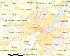 Mapa obce Caen