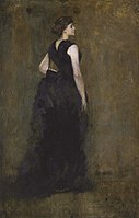 Woman in Black: Portrait of Maria Oakey Dewing, oil on panel, 1887