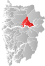 Sogndal markert med rødt på fylkeskartet