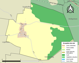 Carte en couleurs présentant l'occupation des sols.