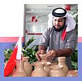 Pottemaker fra Bahrain iført kefije uten farget mønster