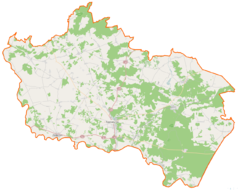 Mapa konturowa powiatu siemiatyckiego, blisko centrum po lewej na dole znajduje się punkt z opisem „Sytki”