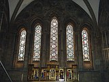 Ventanas lanceoladas en la Capilla de la Dama de la Catedral de Hereford, Herefordshire, Inglaterra