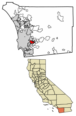 Location of El Cajon in San Diego County, California.