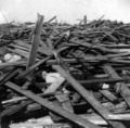 Galveston Disaster, Texas, body in the ruins on wharf