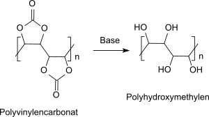 Hydrolysis of polyvinylene carbonate to polyhydroxymethylene