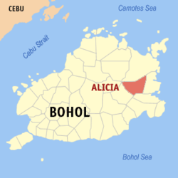 Mapa de Bohol con Alicia resaltado