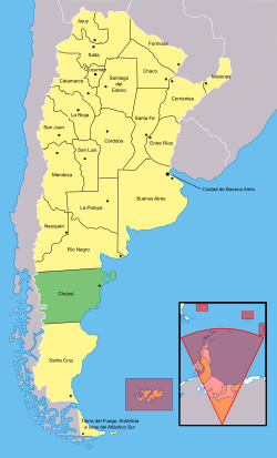 Location of Chubut within Argentina