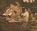 Details of the Water-Moon Avalokiteshvara painting shows a group of nobles (possibly the donors) dress in court clothing, Goryeo painting[93]