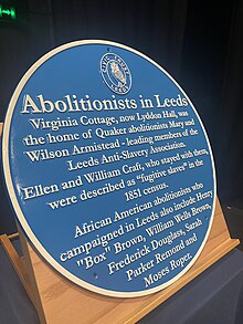 Blue plaque celebrating abolitionists in Leeds unveiled at a public lecture at the University of Leeds on 1st October 2024