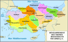 Carte des thèmes byzantins en 950