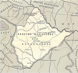 根据1902年俄罗斯地图绘制的卡拉巴赫汗国地图