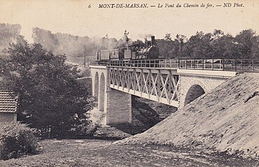 Train franchissant la Midouze à Mont-de-Marsan (actuel pont du Manot)