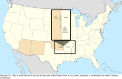 Map of the change to the United States in central North America on February 10, 1905