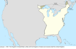 Map of the change to international disputes involving the United States in central North America on January 1, 1801