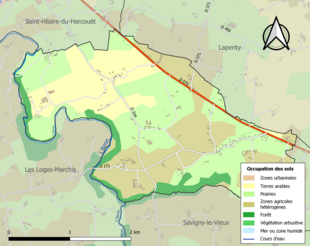 Carte en couleurs présentant l'occupation des sols.