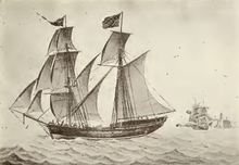 Le brigantin Experiment, the Newburyport, construite à Amesbury en 1803 (peinture de Nicolay Carmillieri, 1807)