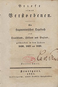 Fürst Pückler-Muskau, Briefe eines Verstorbenen, 1831.