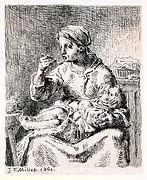 La Bouillie, 1861, eau-forte, 15 × 12 cm.