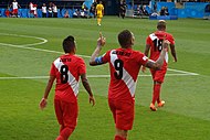 Cueva en el último partido de Perú en los mundiales.