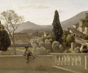 Gardens of the Villa d'Este. by Jean-Baptiste Camille Corot (1843)