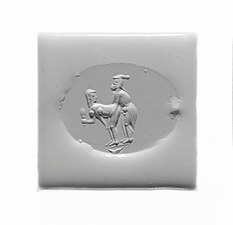 Sex between a female and a male. Engraved scaraboid (gem), White chalcedony. Greco-Persian. 4th century BCE