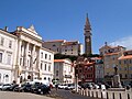 Centro de la ciudad de Pirán con la plaza Tartini