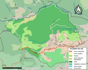 Carte en couleurs présentant l'occupation des sols.