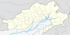 Mapa konturowa Arunachal Pradeshu, w centrum znajduje się punkt z opisem „Aalo”