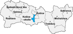 Localisation du distrct de Košice II dans la région de Košice (carte interactive)