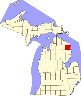 Locatie van Alpena County in Michigan