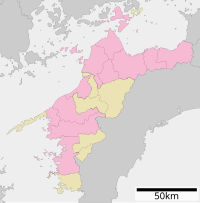 湯築城の位置（愛媛県内）