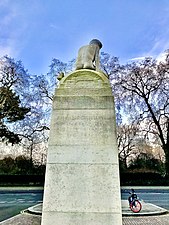 Back (North face) of Meath memorial, showing view of Kensington Gardens to the south