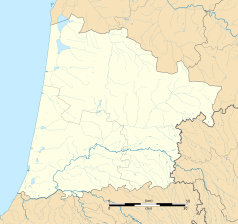 Mapa konturowa Landów, po lewej nieco u góry znajduje się punkt z opisem „Saint-Paul-en-Born”