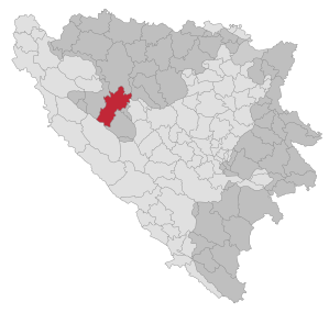 Lage der Gemeinde Mrkonjić Grad in Bosnien und Herzegowina (anklickbare Karte)