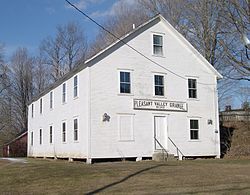 Pleasant Valley Grange Hall, next to the Rockingham Meeting House