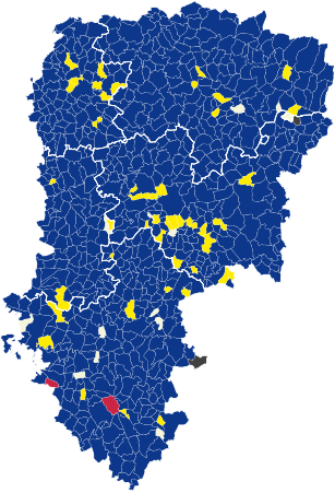 Candidats arrivés en tête dans chaque commune au 1er tour dans les circonscriptions du département de l'Aisne.