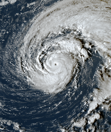 Satellite image of Epsilon near peak intensity, late on October 21