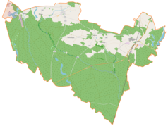 Mapa konturowa gminy Jastrowie, blisko dolnej krawiędzi nieco na prawo znajduje się punkt z opisem „Płytnica”