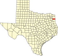 Map of Teksas highlighting Marion County