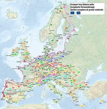 Map of European long-distance paths