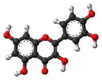 A kvercetinmolekula pálcikamodellje