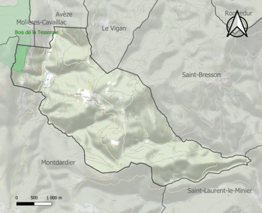 Carte de la ZNIEFF de type 1 sur la commune.