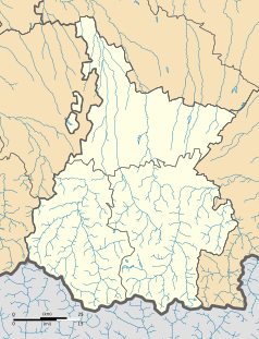 Mapa konturowa Pirenejów Wysokich, w centrum znajduje się punkt z opisem „Peyraube”