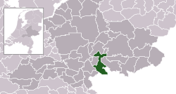 Highlighted position of Zevenaar in a municipal map of Gelderland