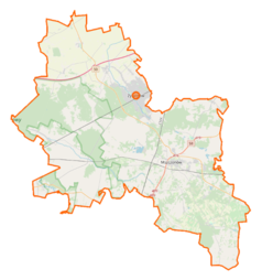 Mapa konturowa powiatu żyrardowskiego, na dole po prawej znajduje się punkt z opisem „Piekary”