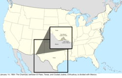 Map of the change to the United States in central North America on January 14, 1964