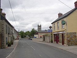 Pub and church in Kilmoganny