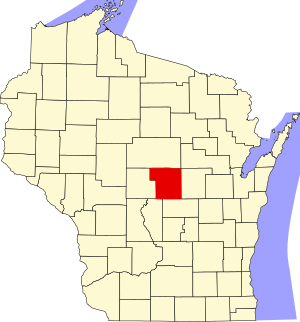 Map of Wisconsin highlighting Portage County