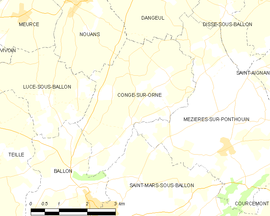 Mapa obce Congé-sur-Orne